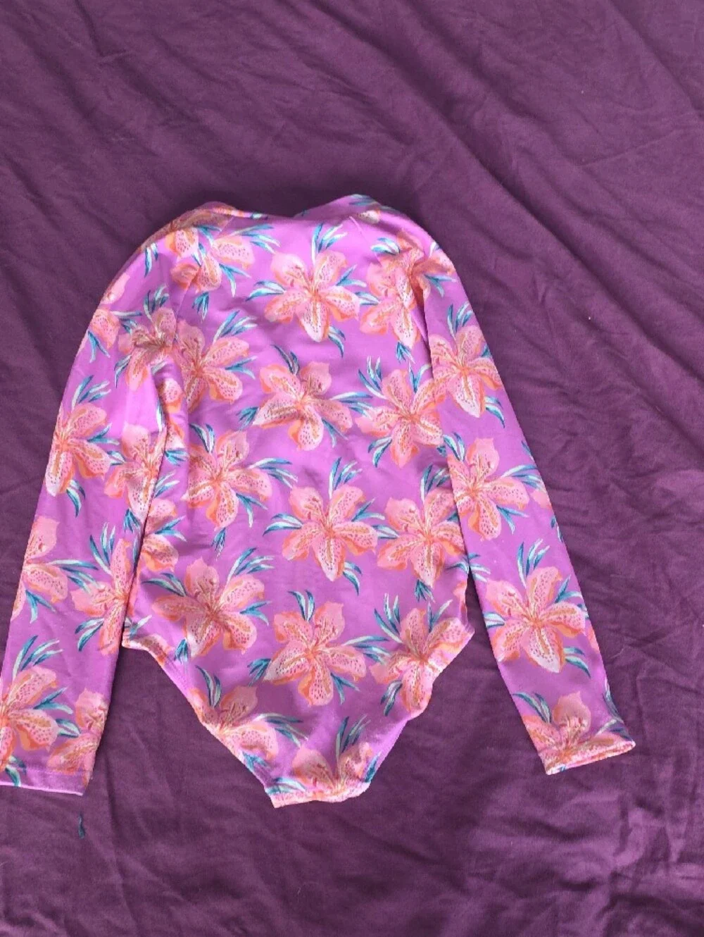 OshKosh B'gosh Pink Floral Long-Sleeve One-Piece Swimsuit